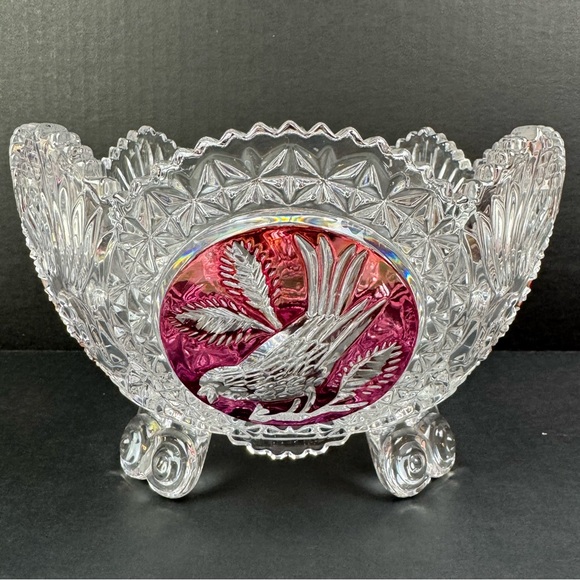 Hofbauer Other - Hofbauer Byrdes The Ruby 8 1/4" Bird Console Footed Vase Bowl Crystal Servware